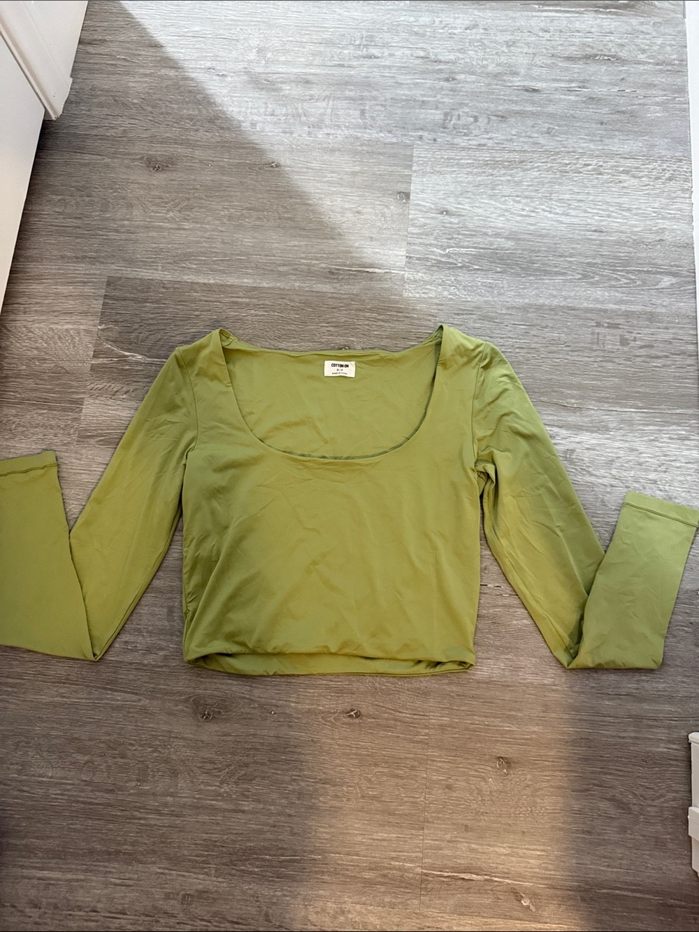 Cotton On Olive Green Long Sleeve Crop Top